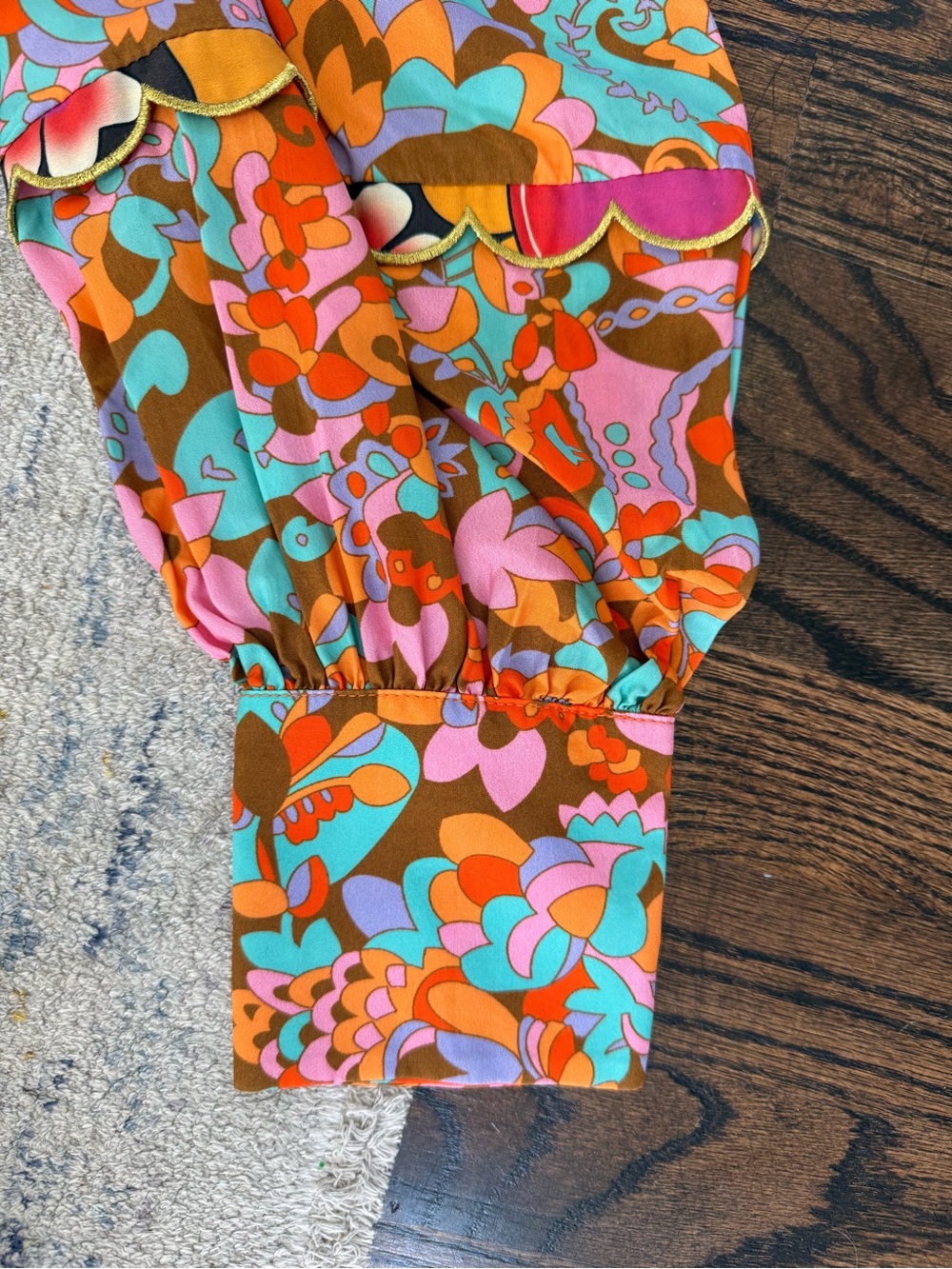 CeliaB Orange Floral Midi Dress with Puff Sleeves - Picture 10 of 11
